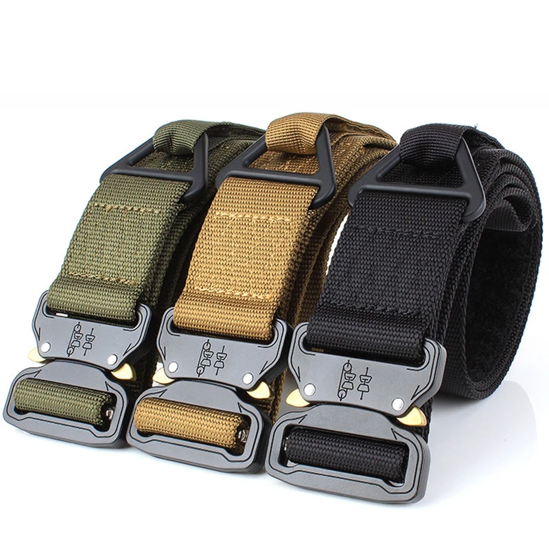 Billige FRALU Neue Herren Nylon gürtel Metall einfügen schnalle military nylon Ausbildung gürtel Armee taktische gürtel für Männer Beste qualität männlichen strap