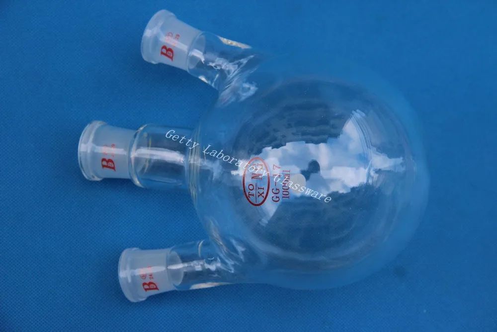 Balão de Fundo Instrumentos de Química Três-neck Redondo 24 - 29 Parede Pesada Joint 1000 ml 1l 3-neck 4 High Quality Material escolar e de escritório