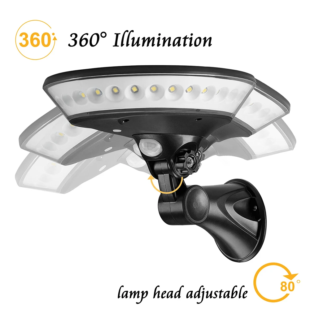 

Outdoor Adjustable Eco-friendly Waterproof Reflector Solar Powered 360 Degree Illumination Wall Light Exquisite Led Induction