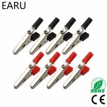 10 pces quentes 50mm cabo plástico teste ponta de prova metal jacaré clipes conector conectar tomada para bateria