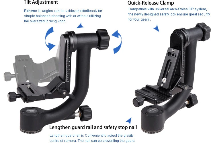 Benro GH2 Профессиональный карданный подвес головка GH-2 алюминиевый шарнирный механизм головки для тяжелых Телеобъектив Объектив камеры штатив-Трипод