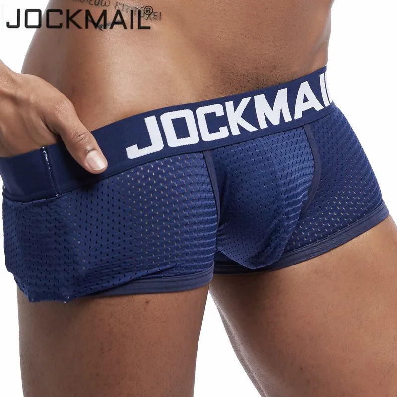 JOCKMAIL, новинка, сексуальное мужское нижнее белье, боксеры, дышащая сетка, боксеры, мужские трусы, cueca, гей, с мешочком для пениса, трусы для мужчин, s