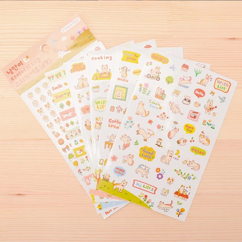 

6 Sheets/Set Kawaii Lovely Kitty Cat Decorative Mobile Stickers Scrapbooking DIY Craft Stickers Stationery