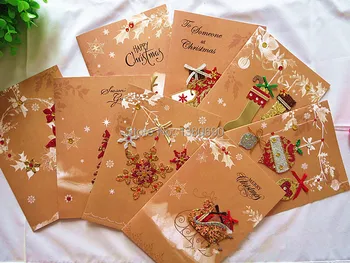 

8pc/L New Year Christmas Eve Party Invitations Xmas Card Cartoon Lovely Santa Claus Christmas Greeting Cards Envelope