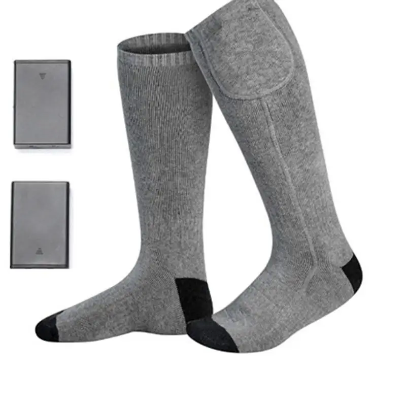 Новинка, 4,5 в, зимние носки с электрическим подогревом с перезаряжаемой батареей для хронических холодных ног, большой размер, зарядка от usb, нагревательные носки - Цвет: Серый