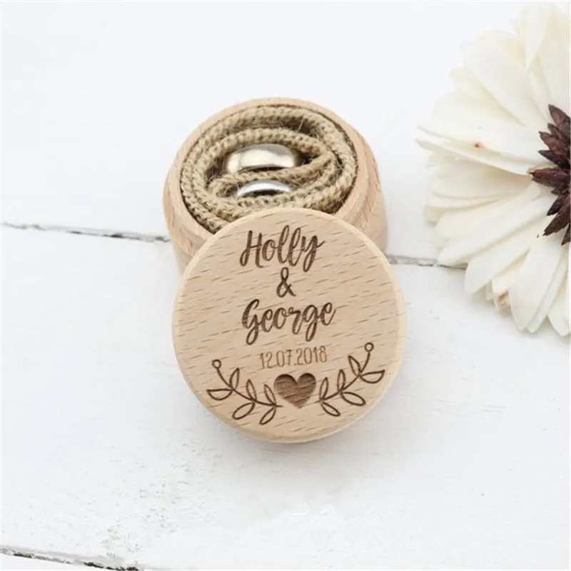 

Rustic Wedding Ring Box Wooden Custom Name Date Ring Holder Box Personalized Wedding Gifts Ring Bearer Box