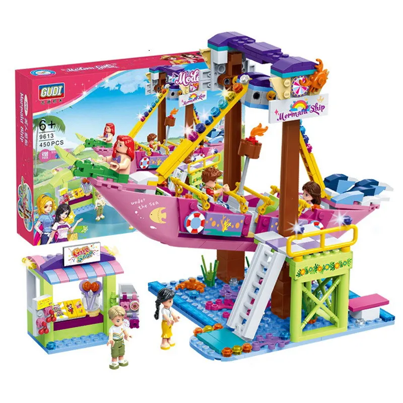 

GUDI 9613 City Girl Friends Amusement Park Mermaid Ship Figures Blocks Compatible Legoe Construction Bricks Toys For Children