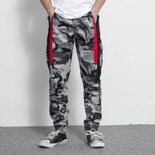 Для мужчин одежда высокое качество Jogger камуфляж Штаны Весна Для Мужчин's Повседневное Лоскутные письма пот Штаны брюки-карго Штаны