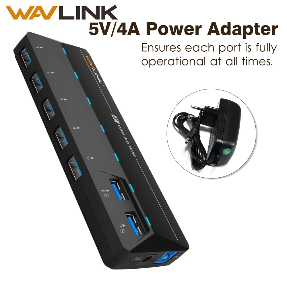 Сверхскоростной разветвитель USB 3 0 Wavlink для быстрой зарядки 5 Гбит/с 7/10 портов с