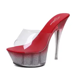 2018 Супер Высокий каблук ночной клуб нубук порошок сандалии женская обувь Подиум туфли для танцев на шесте кристальная подошва платформа