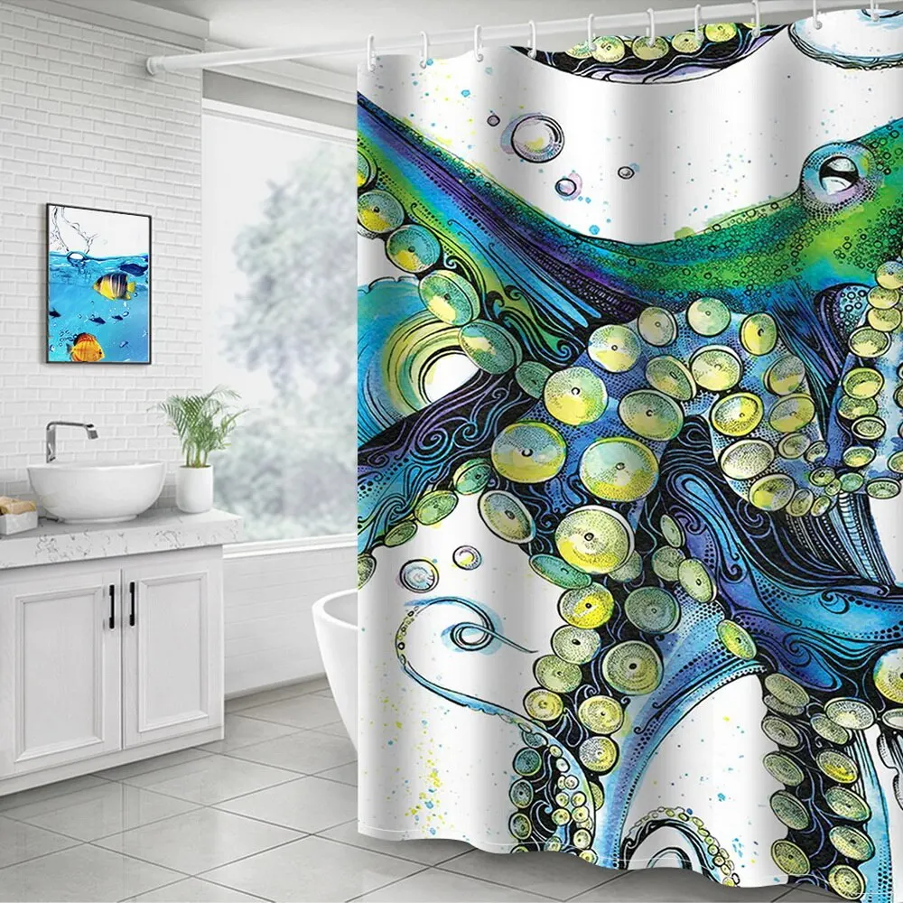 

180*180cm Octopus Printed Shower Curtain Animal Pattern Bath Curtains Waterproof Bathroom Curtain for Bathroom Shower 27