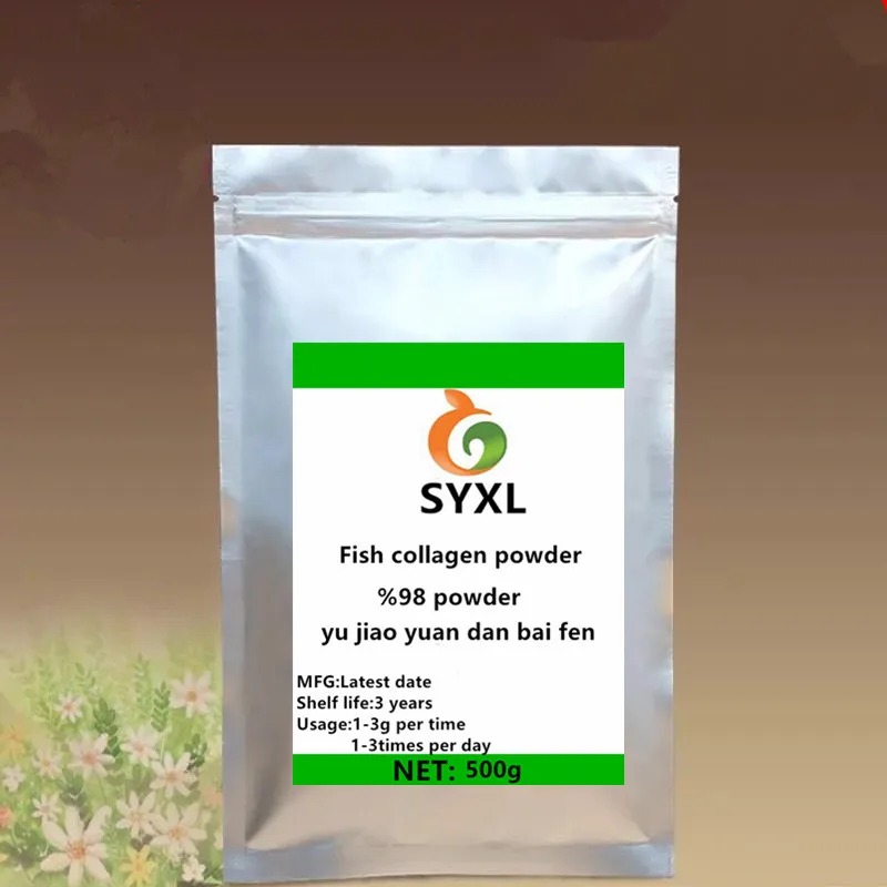 100g-1000g high quality Deep-sea fish collagen powder 98% /yu jiao yuan dan bai fen/Free Delivery
