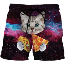 Стиль, мужские повседневные пляжные шорты, 3d принт, кот, животное, быстросохнущие, прекрасный банан, пространство, мужские повседневные пляжные шорты, 3d принт, штаны