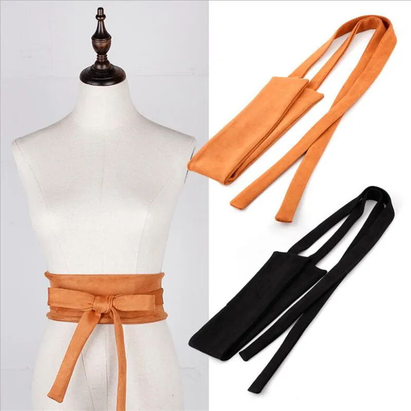 

2019 New White Red Tan Female Wide Bow Knot Fabric Waist Strap Belt Cummerbunds for Women's Dress Waistbands for Coat Winter
