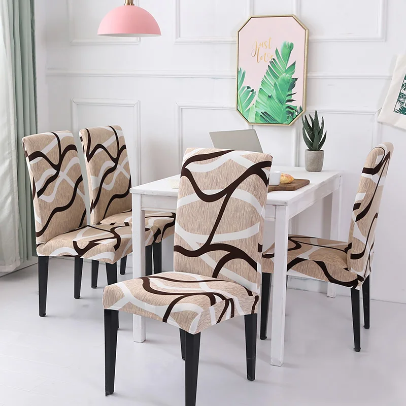 

4/5/6 Pieces printed Chair Cover Cheap Removable Big Elastic Seat Covers Slipcovers Stretch For Banquet Hotel dining room
