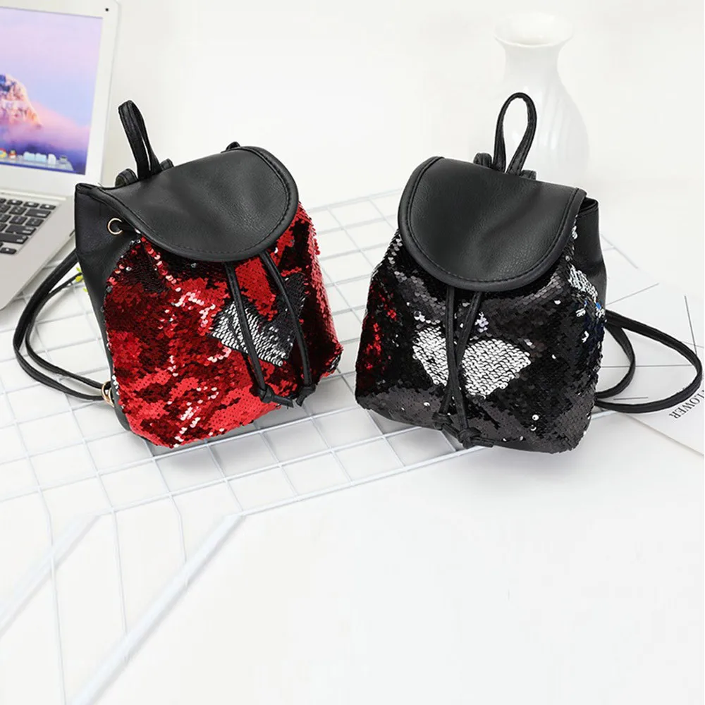 

Sweet College Wind Fashion Backpack High quality School Style Sequins Travel Satchel small female bag Dropshipping mochila mujer