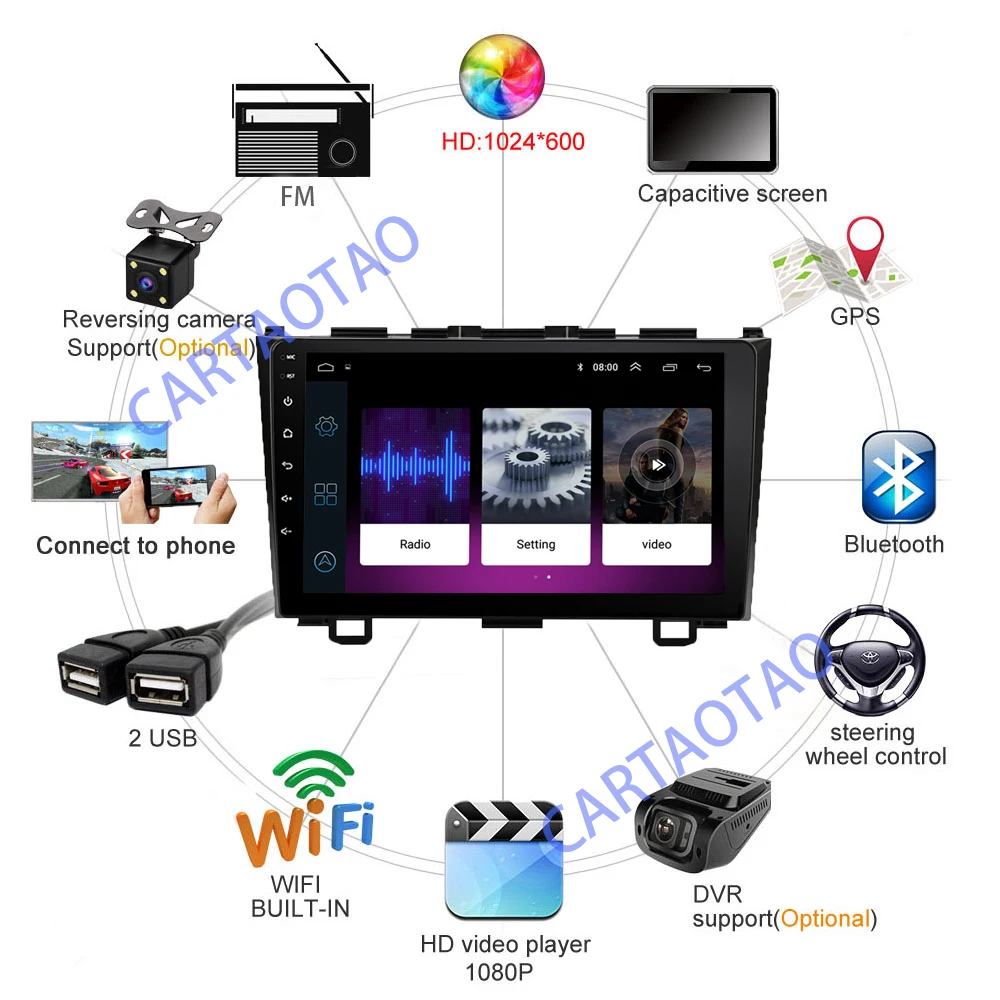 2 ГБ + 32 2din Android 8 1 автомобильное радио DVD плеер для Honda CRV CR V 2006 2011 Стерео GPS навигация