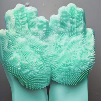 

1Pair Magic Silicone Dish Washing Gloves Kitchen Accessories Dishwashing Glove Household Tool for Cleaning Car Pet Brush OK 0981