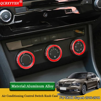 

QCBXYYXH Car Styling 3pcs/set Air Conditioning Control Switch Knob Ring Case Sequins Car Accessories For Skoda Superb 2016-2018