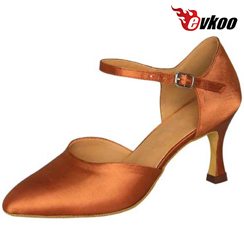 Женские Сатиновые туфли Evkoodance с закрытым носком на низком каблуке 7 3 см для