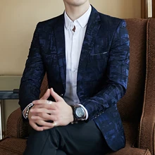 Мужской блейзер Весна и Осень Роскошный повторяющийся принт спортивные пиджаки для выпускного мужчины размера плюс 5xl модный приталенный Свадебный Мужской Блейзер