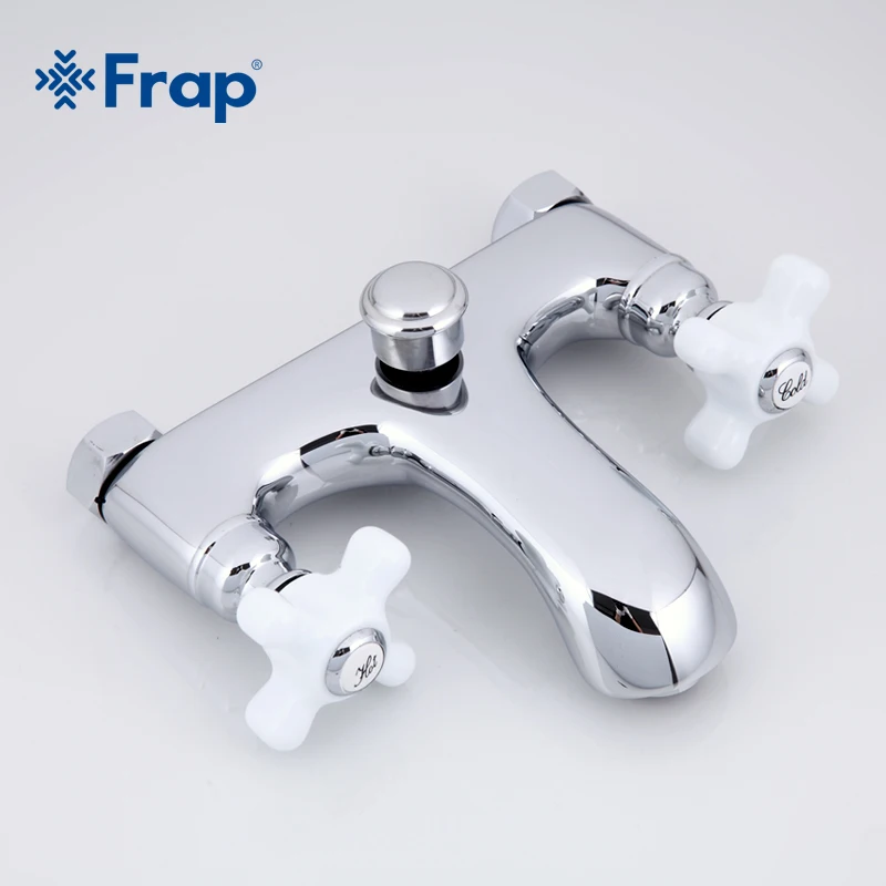 FRAP 1 مجموعة أنيقة نمط حمام صنبور الباردة والساخنة المياه خلاط السيراميك اثنين مقبض F3018