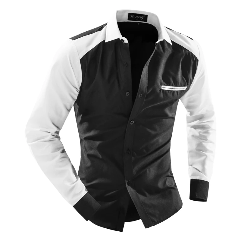 Платье 2018 Для мужчин s Slim Fit Chemise Homme классический шить тенденция торговли футболка