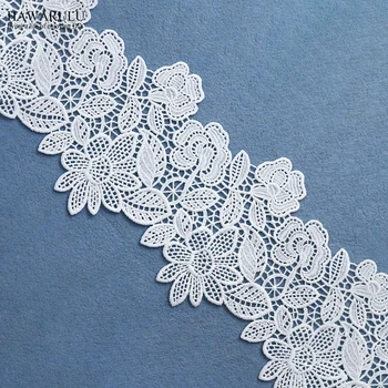 

10yards 13.5cm White african lace fabric ribbon cloth accessories wedding decoration for home DIY water-soluble milk lace