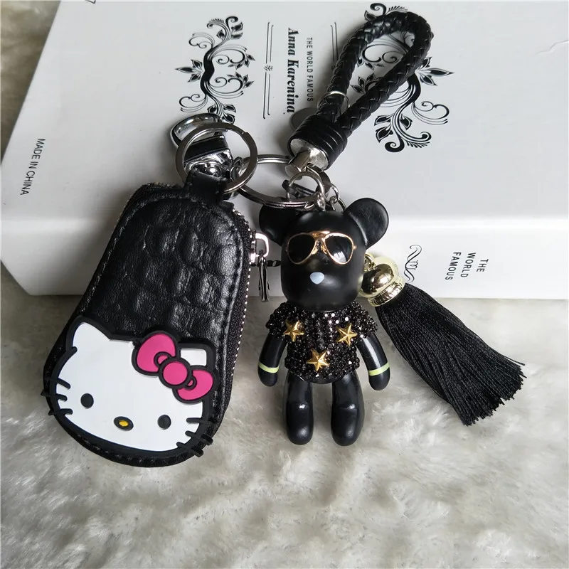 

Hello Kitty Pattern Key Bag Bomgom Bear Keychains Handmade DIY Gloomy Bear Key Ring Holder Car Key Bag Charm Key Chains Pendant