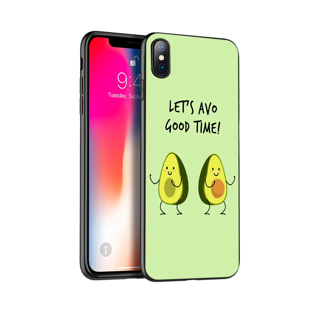Черный чехол из ТПУ для iphone 5 6 6s 7 8 plus x 10 силиконовый XR XS 11 pro MAX милый с авокадо