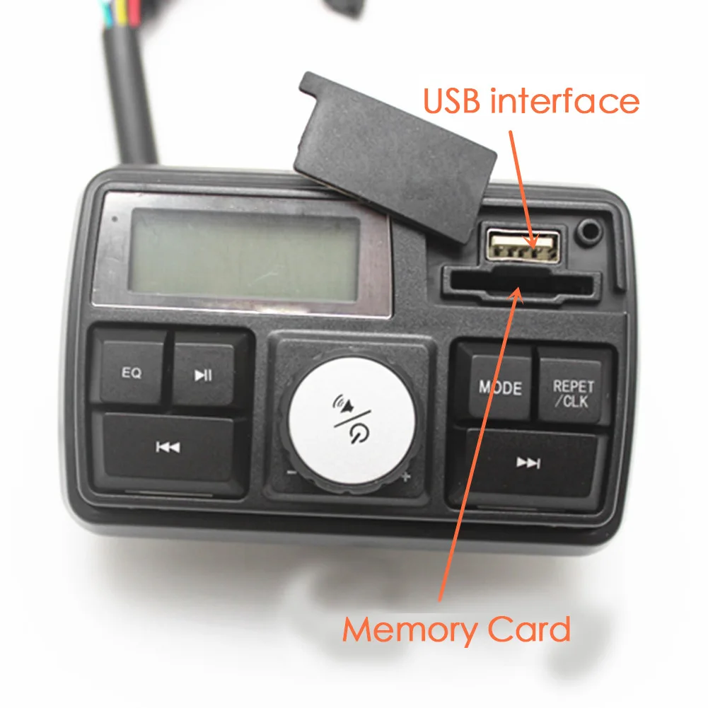Мотоцикл MP3 плеер велосипед FM Радио стерео усилитель сигнализация аудио динамик Противоугонная сигнализация TF карта USB AUX музыкальный плеер