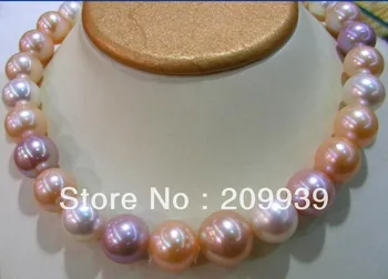 

huij 001792 17.8"14MM SOUTH SEA WHITE GOLD PINK MULTI PEARL NECKLACE
