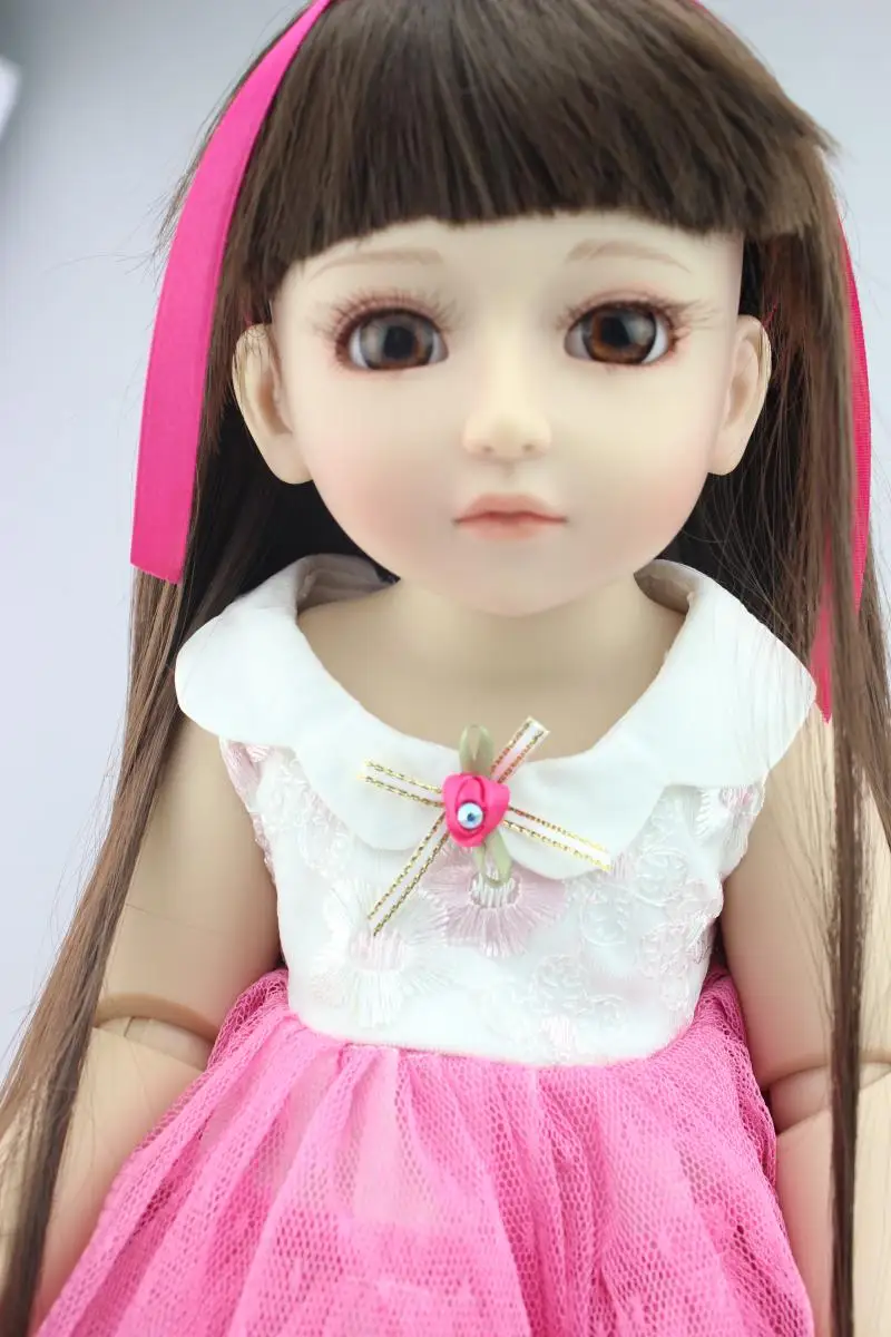 Nicery 16 дюймов 40 см Bjd шарнир Кукла девочка полная Высокая виниловая Рождественская игрушка, подарок для детей Розовая Пряжа платье Белая обувь