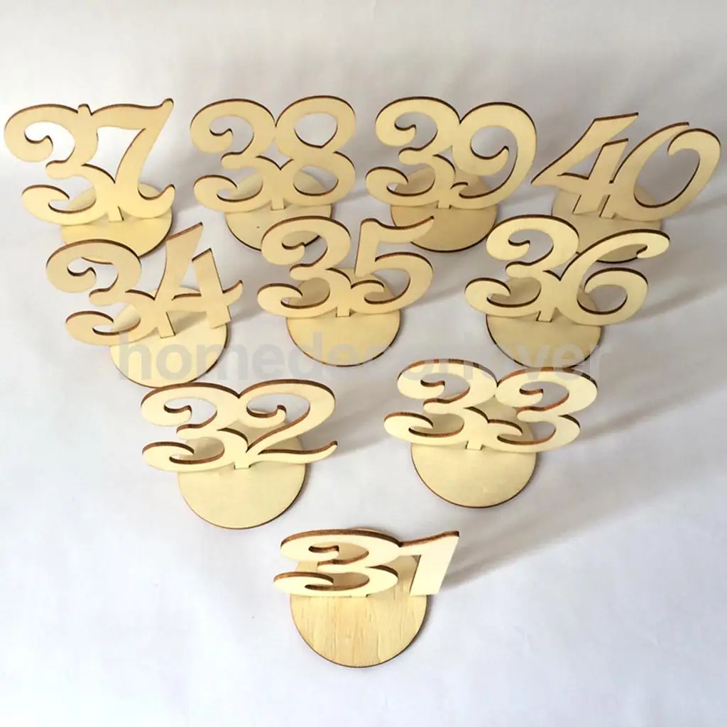 Vintage 31 to 40 Figures Wooden Table Numbers Figures Wedding Birthday Party Baby Shower Tabletop Decoration