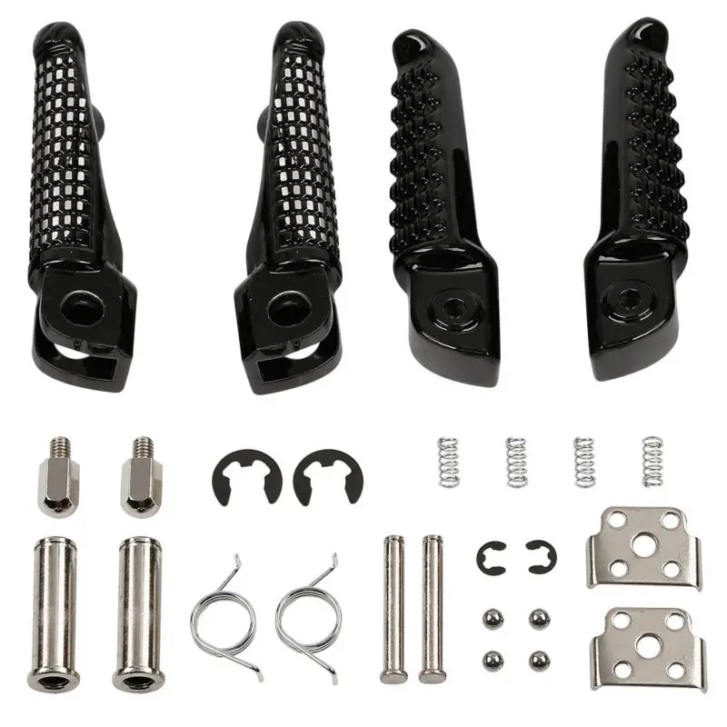 Rear Footrests Foot Pegs – Fits Kawasaki ZX6R 2003-2011 (Black, HTTMT)