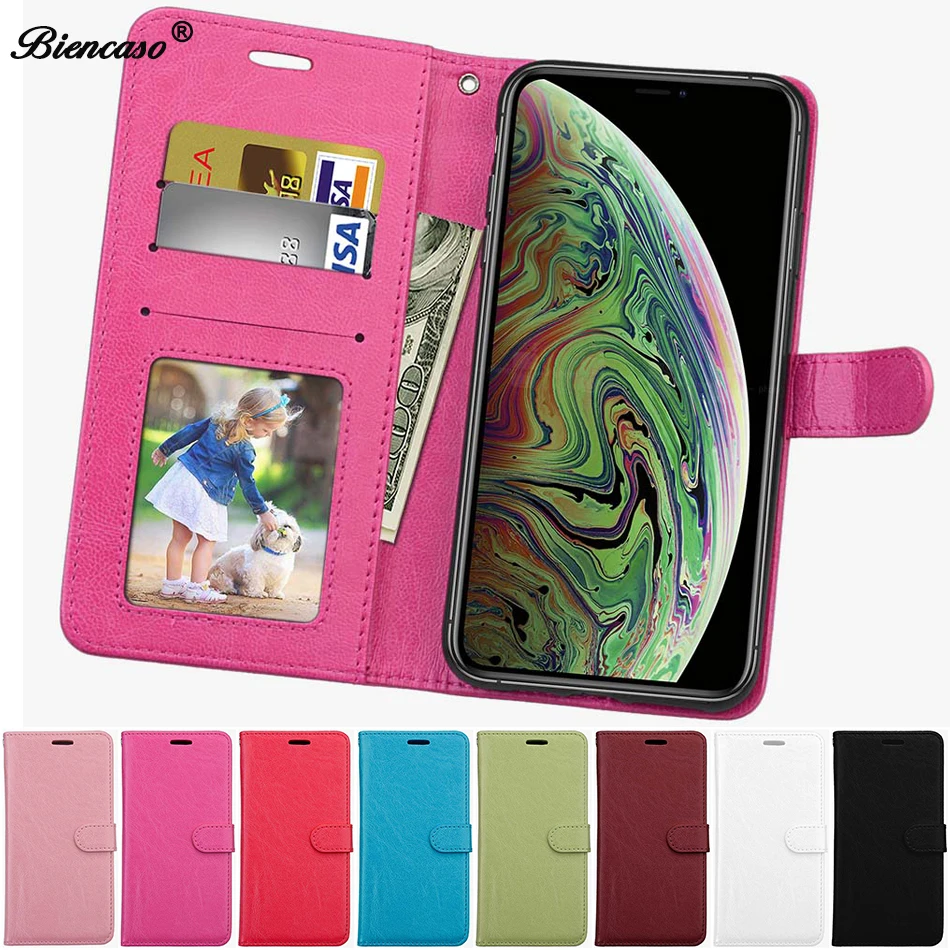 

Solid Color PU Leather Phone Case For iPhone XS Max Flip Wallet Cover For iPhone Xr 8 Plus 7 6 6s Plus 5 5s SE 4 4s Stand Cover