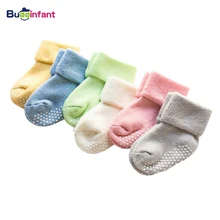 Детские носки зимние толстые теплые махровые носки для маленьких мальчиков, однотонные хлопковые носки нескользящие домашние носки хорошего качества для малышей