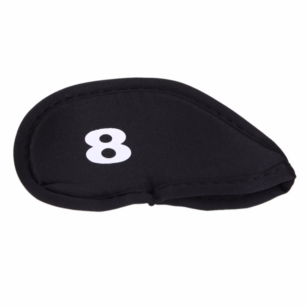 10 قطعة أغطية رأس نادي الغولف الحديد مضرب واقية حالة HeadCovers مجموعة النيوبرين الأسود الذهب واقي رأس حقيبة للجولف الرياضية