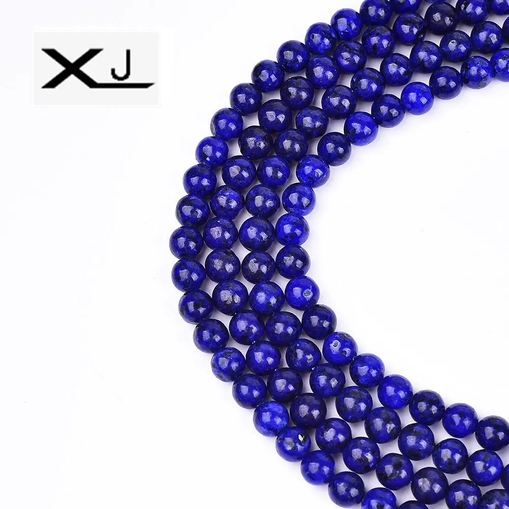 

XIN JIAO Natural Stone Lapis Lazuli Never lose Colour Round Beads 4/6/8/10/12mm for Fashion charm bracelet DIY jewelry