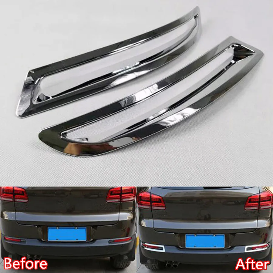 

YAQUICKA 2Pcs/set Chrome ABS Car Rear Tail Fog Light Lamp Frame Trim Styling Car-covers Styling For Volkswagen Tiguan 2010-2013