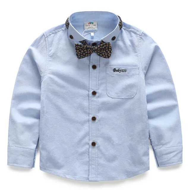 2015 New autumn fall baby boys shirt bow tie kid boys top youth toddler
