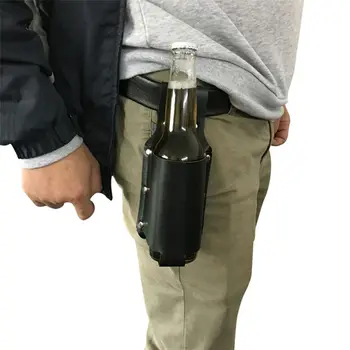 

newBeer Bottle Holder Portable Leather Waist Belt Hanging Drinks Beverage Glass Bottles Cover Bag