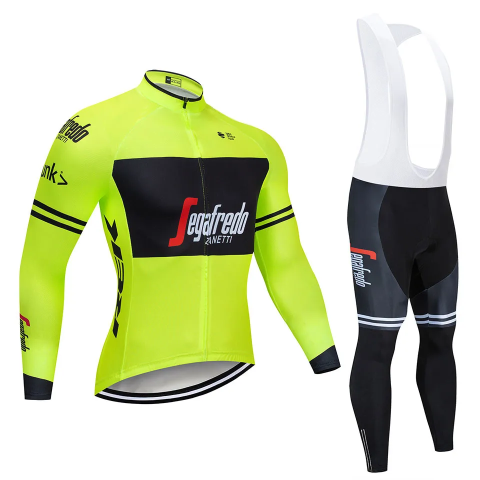 

2019 New Men's treking Fluorescent yellow Cycling Jersey Set Long Sleeve Autumn Bicycle MTB Road Bike cycling Clothing Suit