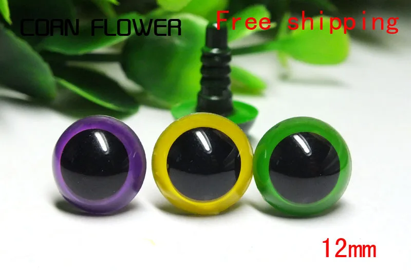 12mm Doll Making Supply Animal Craft Plastic Safety Eyes-purple/yellow And Green Per Color 20pcs