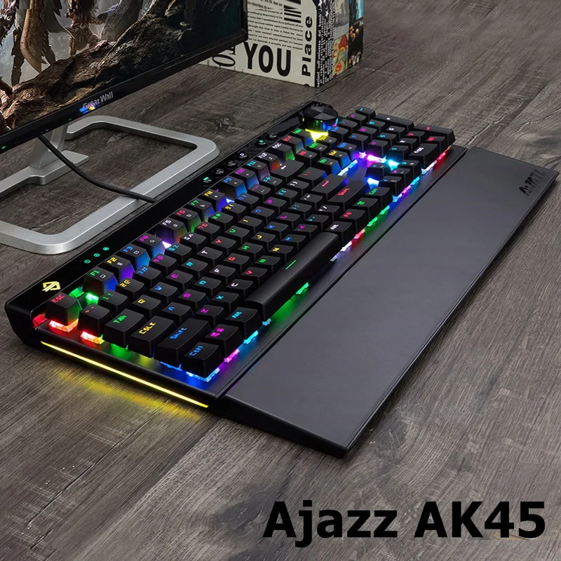 A-jazz AK45 111 ключ RGB полная версия USB Проводная Механическая клавиатура Черный Коричневый Красный Белый Коробка Механическая ось с двумя режимами ручки