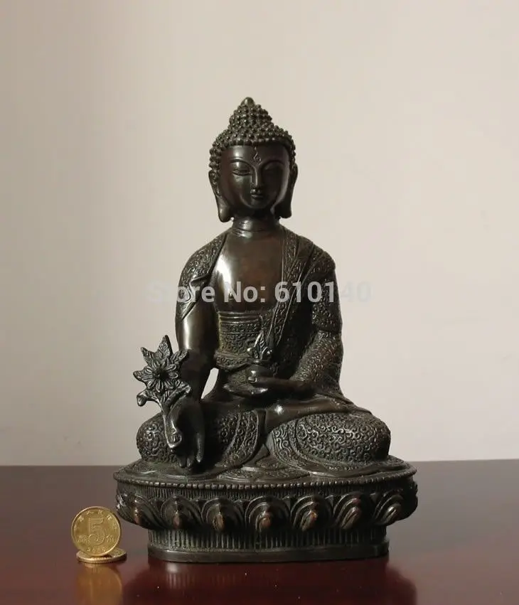

8" Old Tibet Tibetan Buddhist Medicine buddha bronze statue
