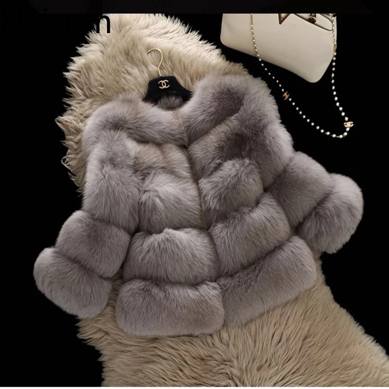 Mink Coats Women 2018 Winter New Fashion Pink FAUX Fur Coat Elegant Thick Warm Outerwear Fake Fur Jacket Chaquetas Mujer HN239