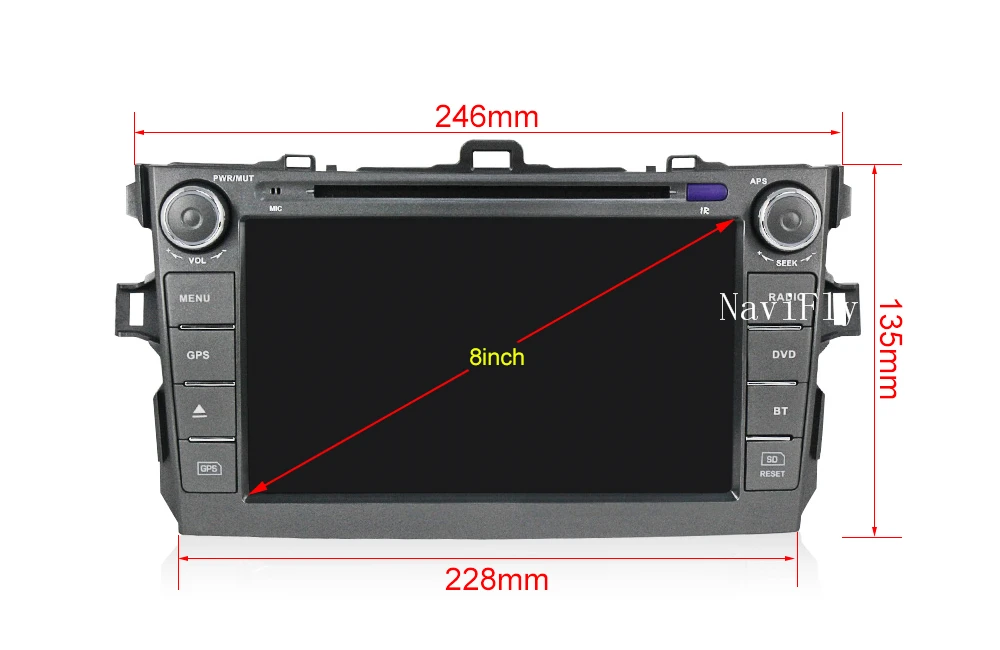 Cheap 2 din Car multimedia player for Toyota corolla 2007-2011 Android 8.1 quad core TDA7851 WIFI BT 1204*600 GPS DVD radio 7786 4