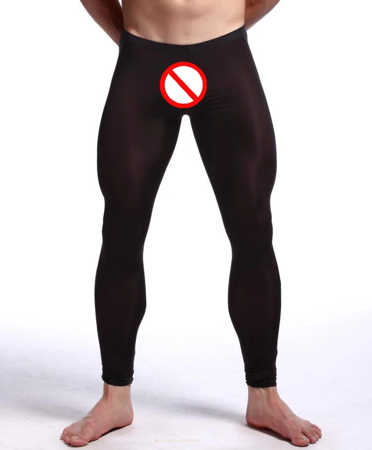 2022 New Man Sexy Nylon Transparent Long Johns/Lce Silk Pouch Sheer Leggings Bottoms/Gay Spandex Lounge Tights merino wool long underwear Long Johns