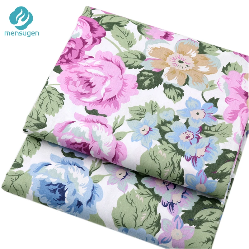 

Pink Blue Flower Cotton Fabric by Meters for Dresses Cushions Decoration Cloth Quilting DIY Handmade Patchwork Fabric to Sewing